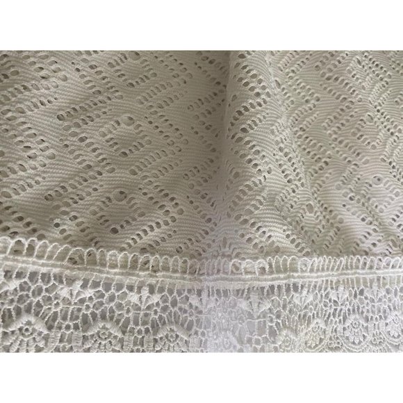 Tahiti Crochet Swim Cover Up Womens White V Neck Boho Dress XL Adjust Waist VTG - Picture 8 of 16